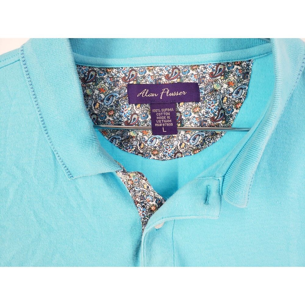 Alan Flusser  Short Sleeve Golf Polo Shirt Mens Large‎ L Grey